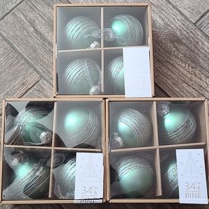 Three Boxes of 4 Glass Ornaments Each Box
